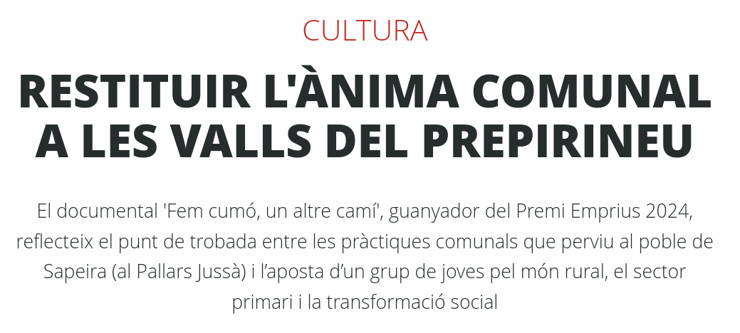 Article a la “Directa” sobre “Fem cumó, un altre camí”